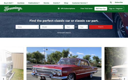 Hemmings Motor News website screenshot