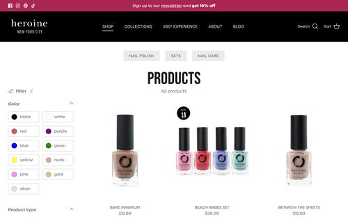 heroine.nyc website screenshot