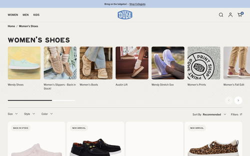 Hey Dude Shoes website screenshot