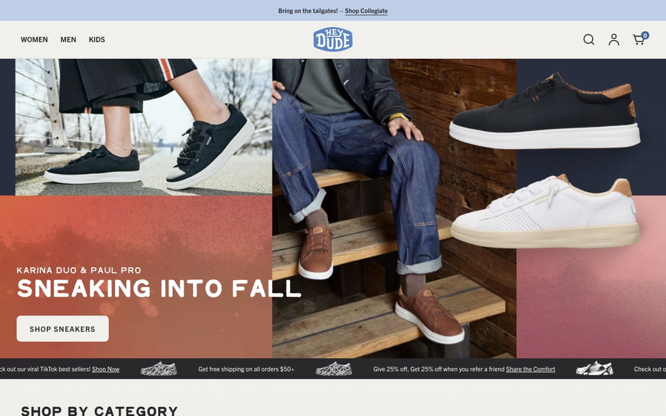 Hey Dude Shoes website