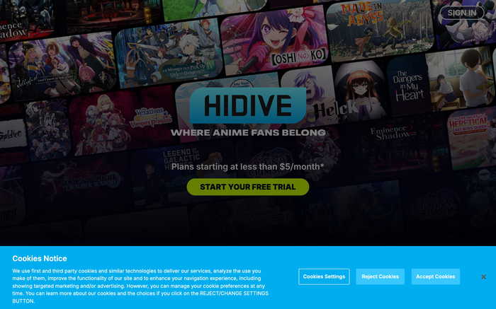 HiDive screenshot