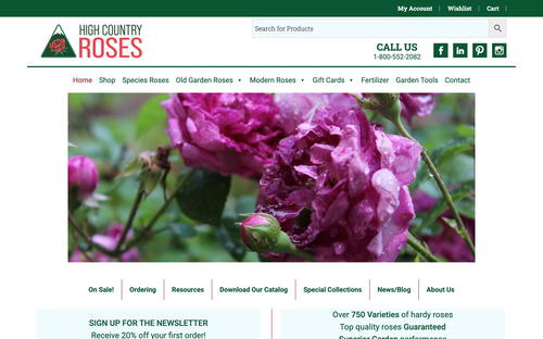 High Country Roses website screenshot