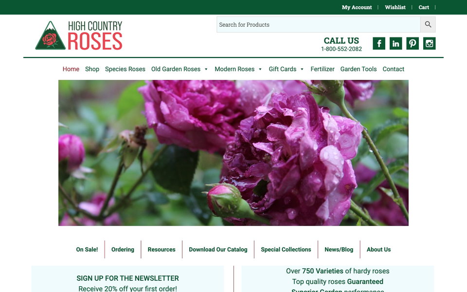 High Country Roses website