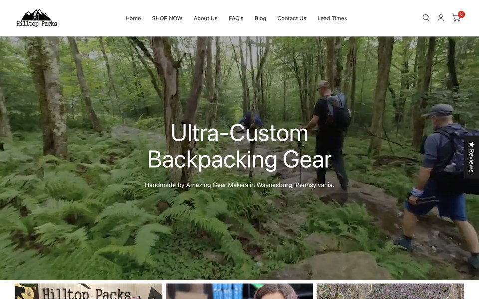 Hilltop Packs website