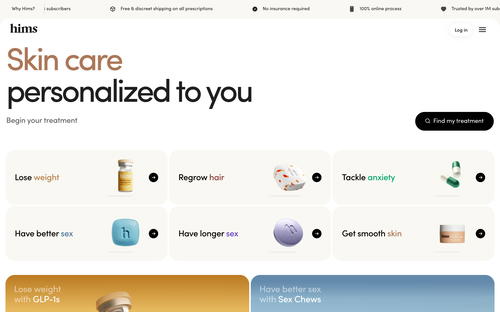 Hims & Hers Health website screenshot
