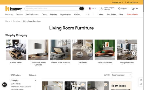 homary website screenshot