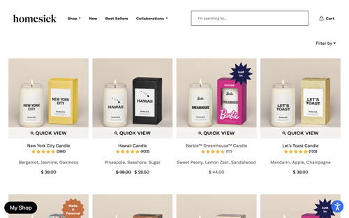 Homesick website screenshot