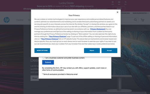 HP Store website screenshot