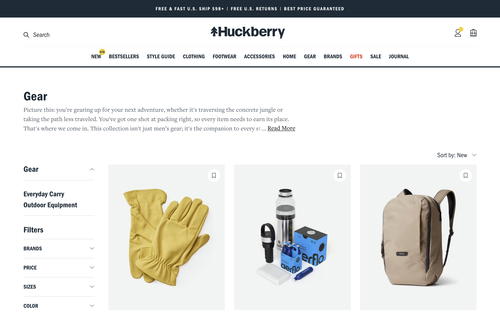 Huckberry website screenshot