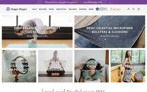 Hugger Mugger Yoga website screenshot