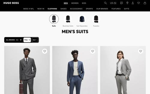 HUGO BOSS website screenshot