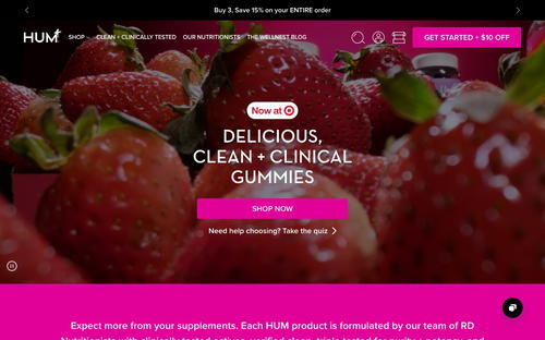 HUM Nutrition website screenshot