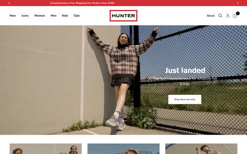 Hunter Boots website screenshot