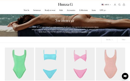 Hunza G website screenshot
