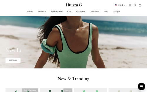 Hunza G website screenshot