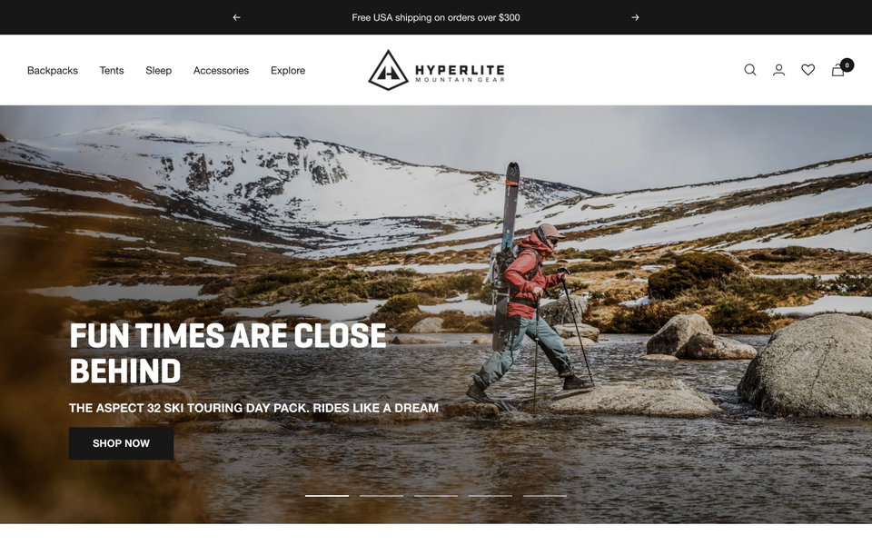 Hyperlite Mountain Gear website