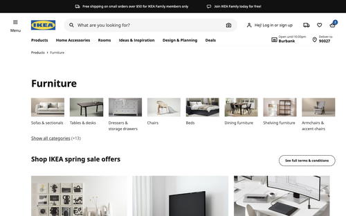 IKEA website screenshot