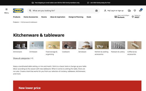 IKEA website screenshot