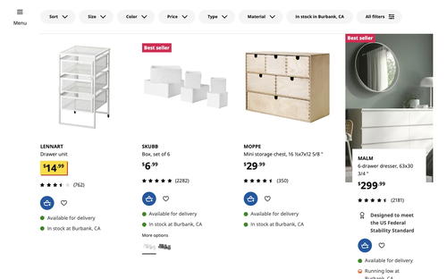 IKEA website screenshot