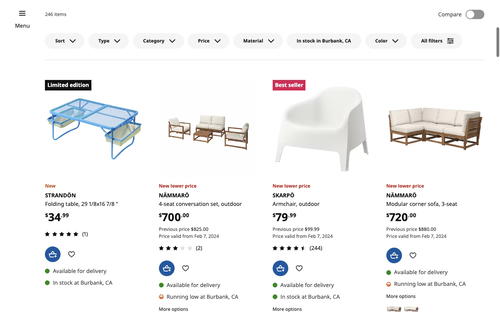 IKEA website screenshot