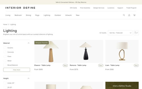 Interior Define website screenshot