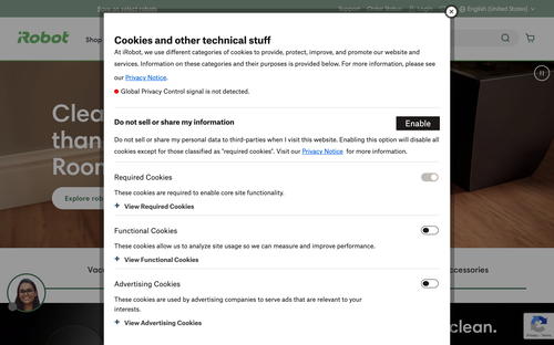 iRobot website screenshot