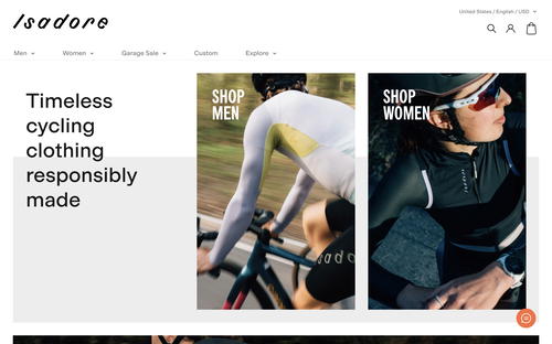 Isadore Apparel website screenshot