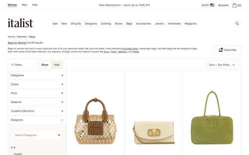 italist website screenshot
