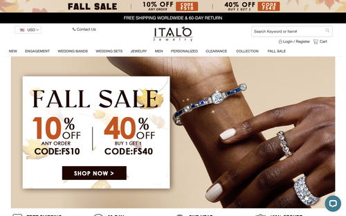 Italo Jewelry website screenshot