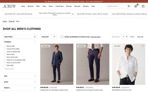 J.Crew website screenshot