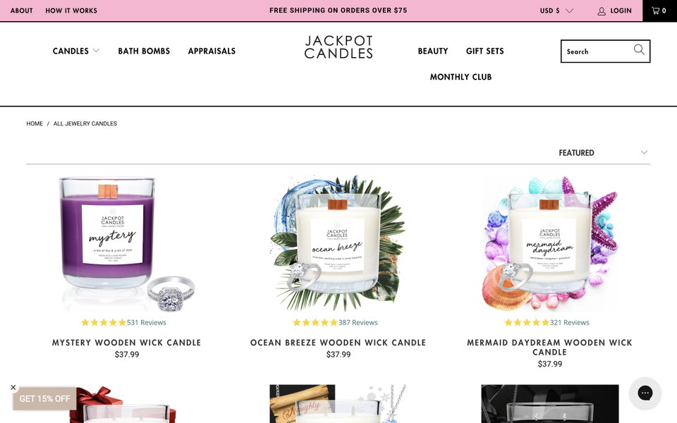 Jackpot Candles website
