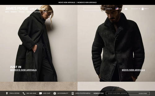 James Perse website screenshot