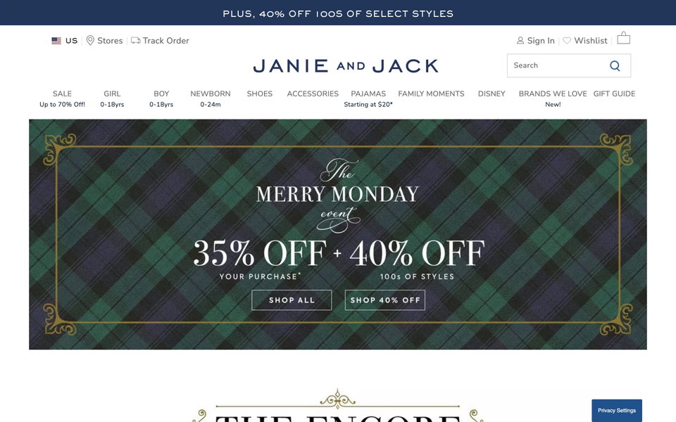 Janie and Jack website