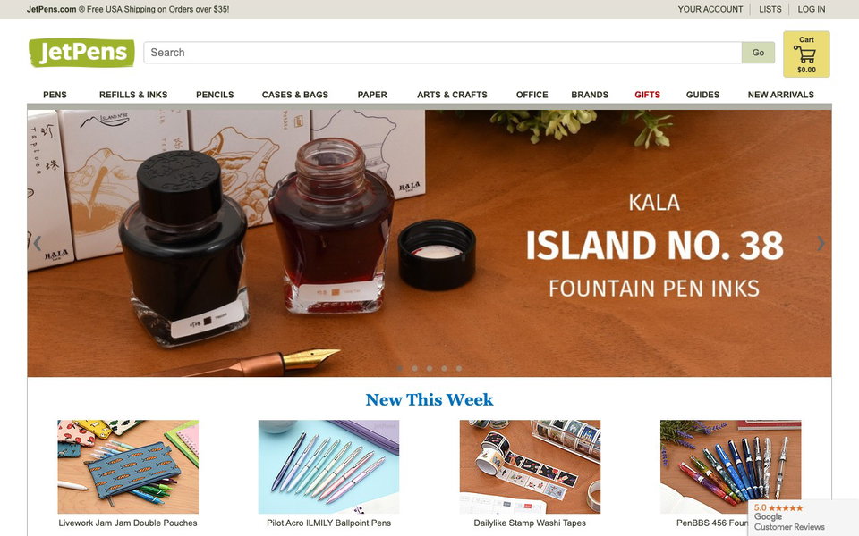 JetPens website
