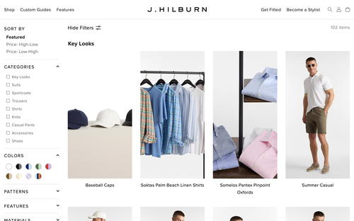 J.Hilburn website screenshot