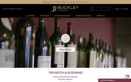 JJ Buckley Fine Wines website screenshot