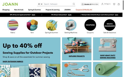 JOANN website screenshot