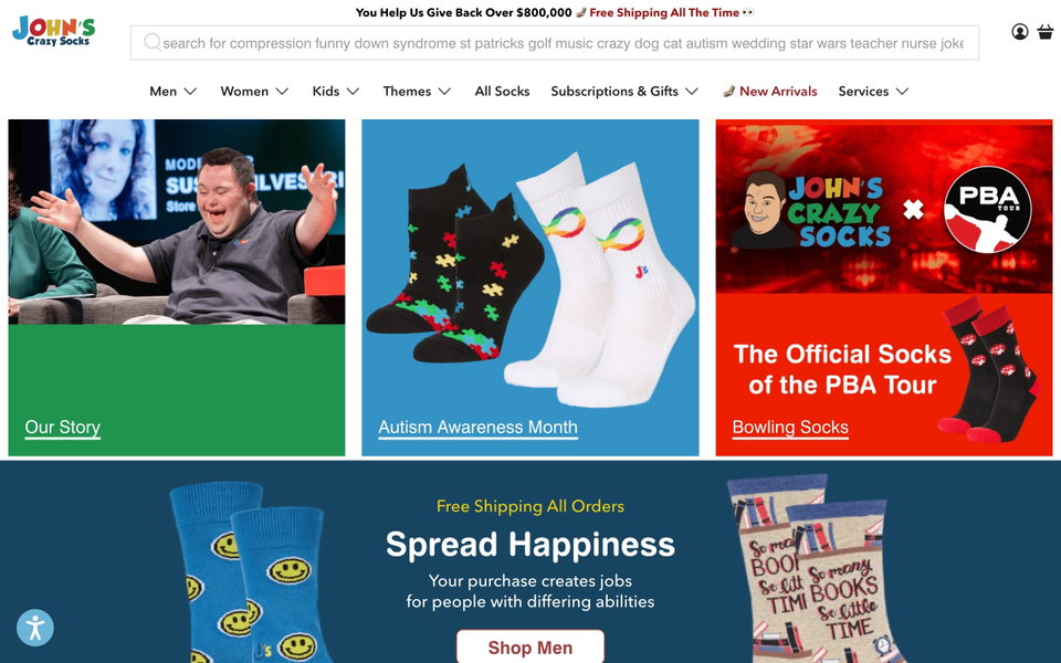 John's Crazy Socks website