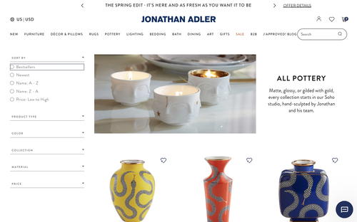 Jonathan Adler website screenshot