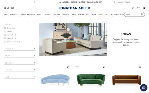 Jonathan Adler website screenshot