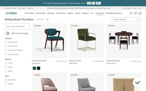 Joybird website screenshot