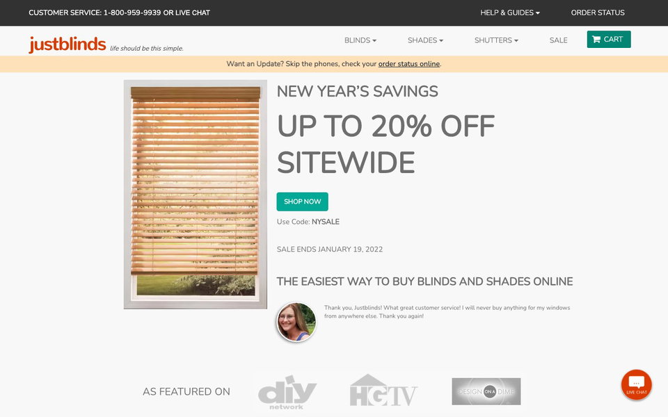 Just Blinds website