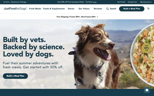 Just Food For Dogs website screenshot