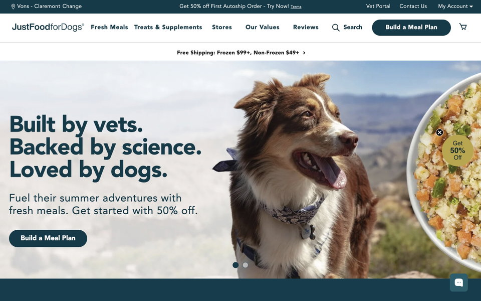Just Food For Dogs website