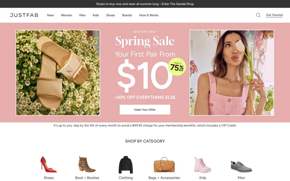 JustFab website