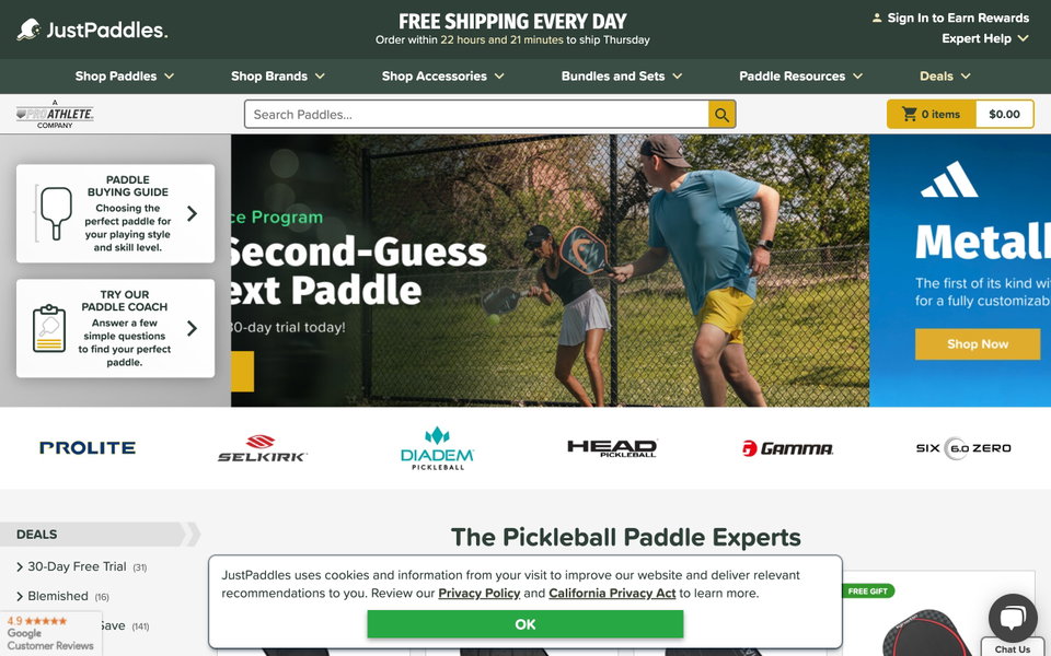 JustPaddles website