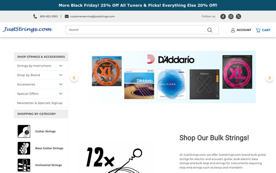 JustStrings.com website