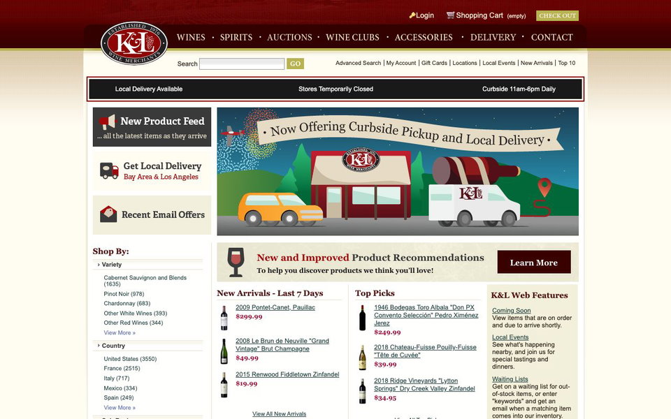 K&L Wine Merchants website