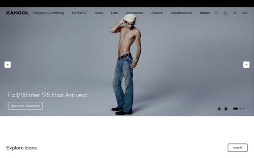 Kangol website screenshot