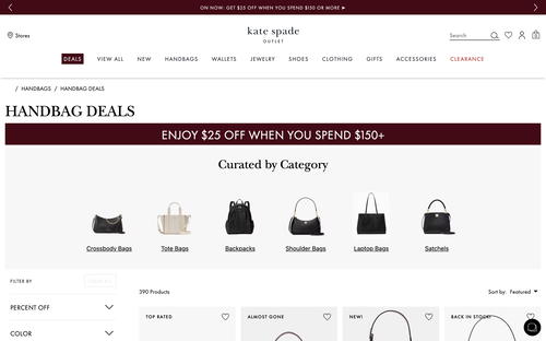 Kate Spade Outlet website screenshot